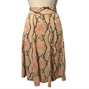 Attention Midi Skirt with Snake Print - Tan and Brown Size XL